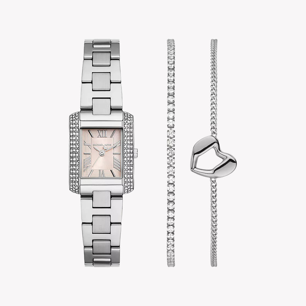 Michael Kors Women's Stainless Steel Pink Dial Watch | Mk7514set