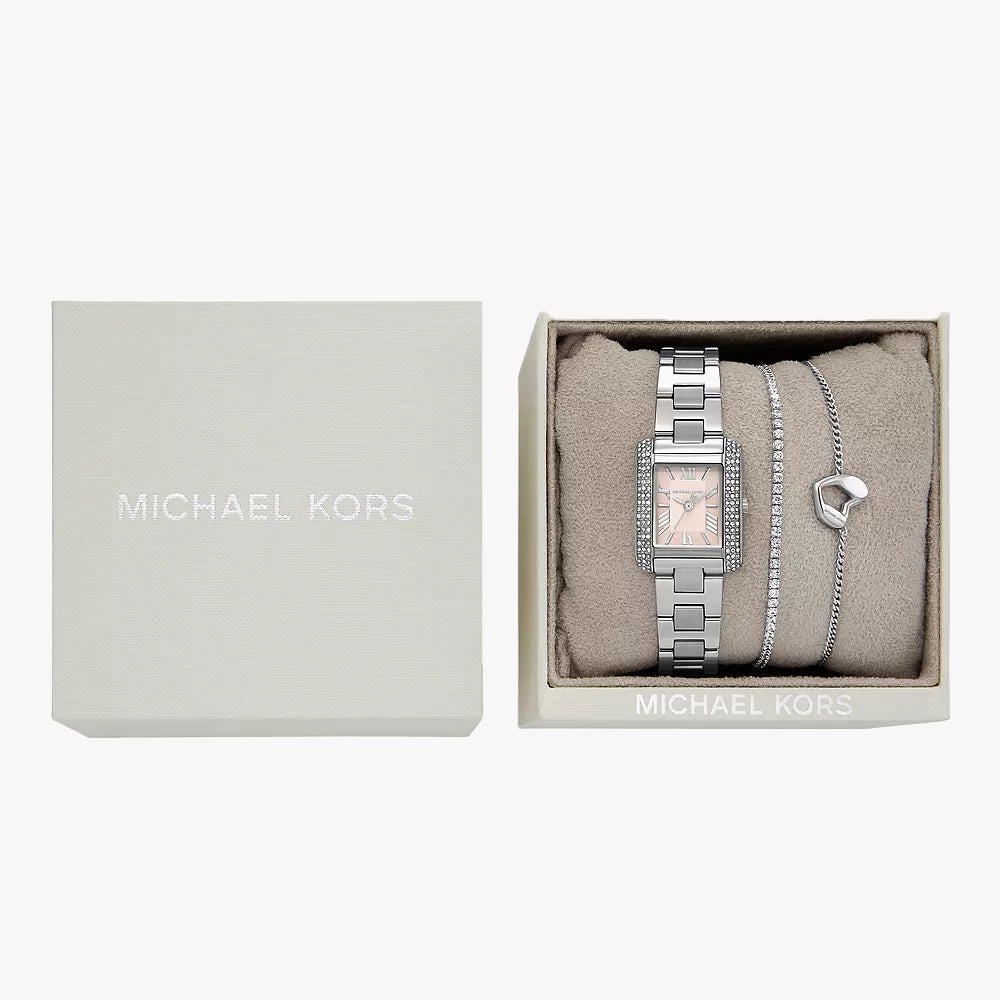 Michael Kors Women's Stainless Steel Pink Dial Watch | Mk7514set