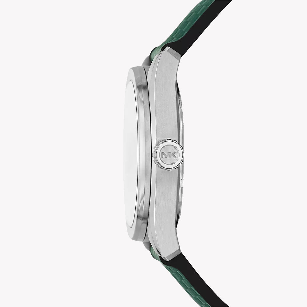 Michael Kors Men's Silver Watch, Dark Green Dial | Mk9173