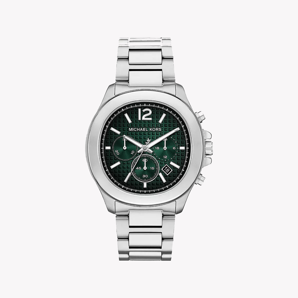 Michael Kors Men's Silver Stainless Steel, Black & Green Dial | Mk9191