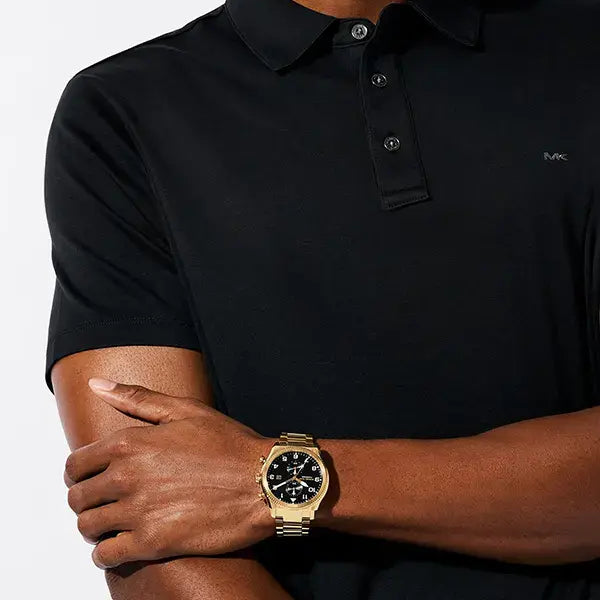 Michael Kors Men's Gold Watch, Black Dial | Mk9195