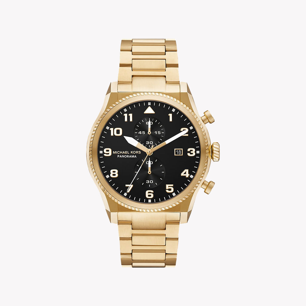 Michael Kors Men's Gold Watch, Black Dial | Mk9195