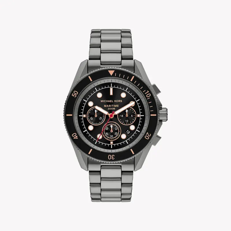 Michael Kors Men's Silver Stainless Steel Watch, Black Dial | Mk9204 by i-watch