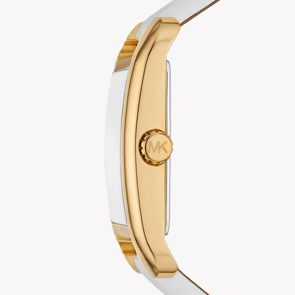 Michael Kors Women's Gold/White Leather Watch | MKO1059