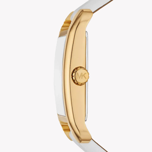 Michael Kors Women's Gold/White Leather Watch | MKO1059
