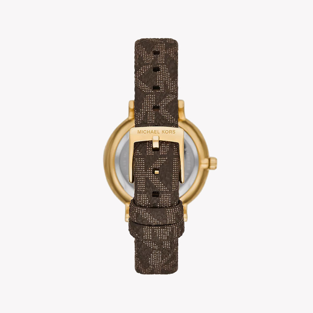 Michael Kors Women's Gold Watch, Brown Leather | Mko9001set