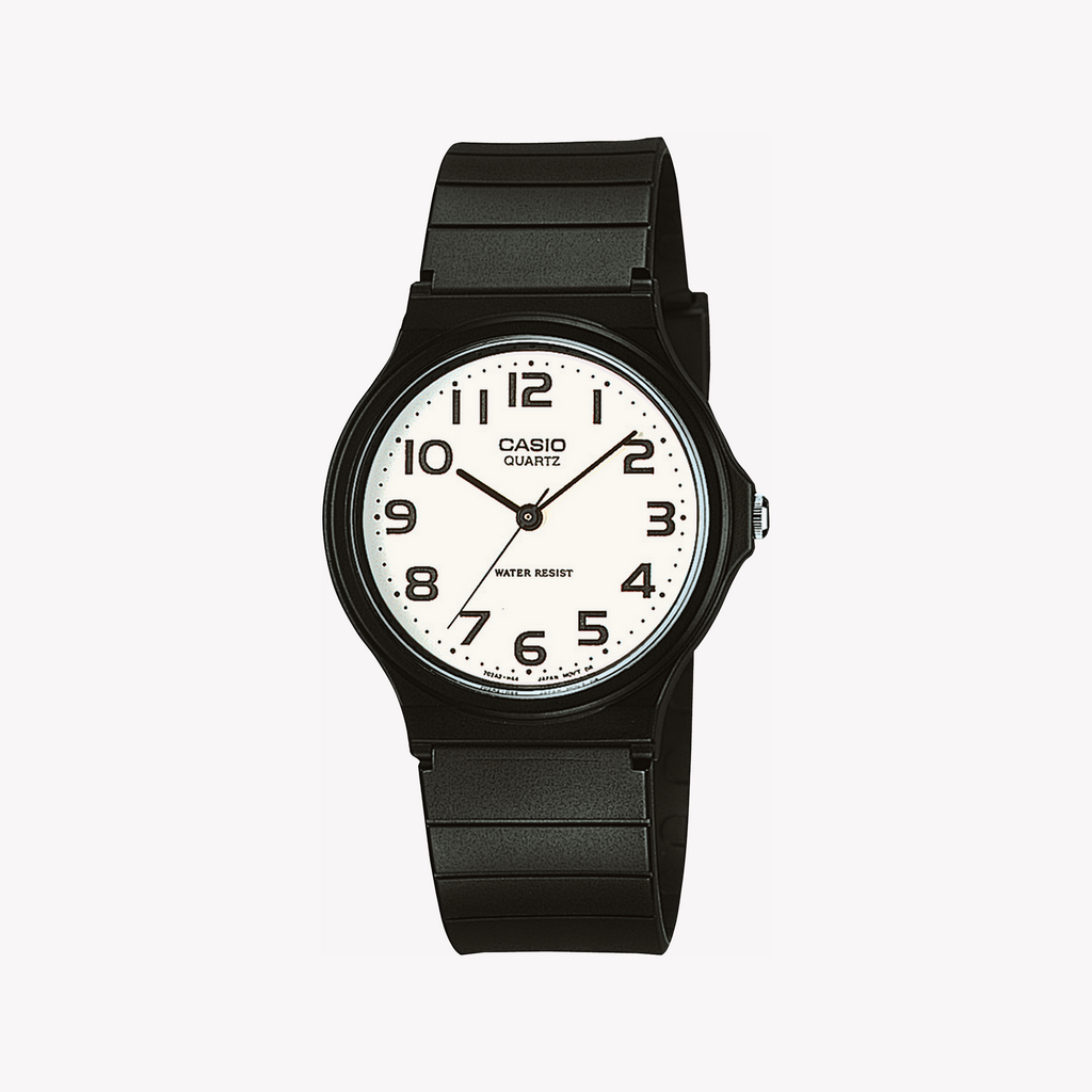 CASIO Men's Black Resin Watch, White Dial | MQ-24-7B2LEG