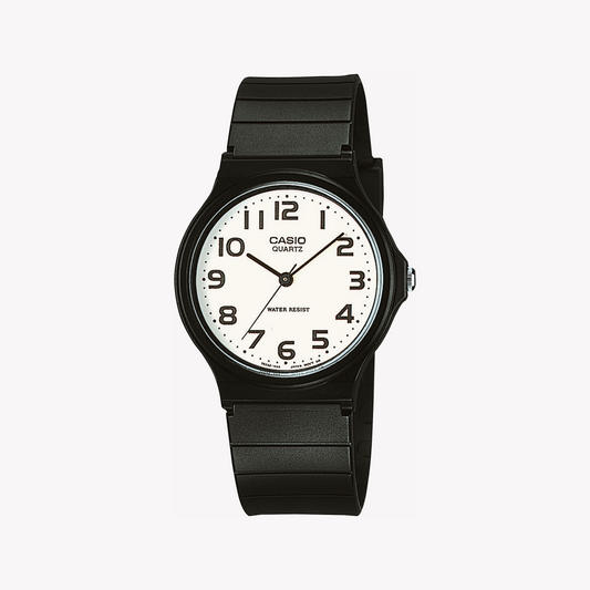 CASIO Men's Black Resin Watch, White Dial | MQ-24-7B2LEG