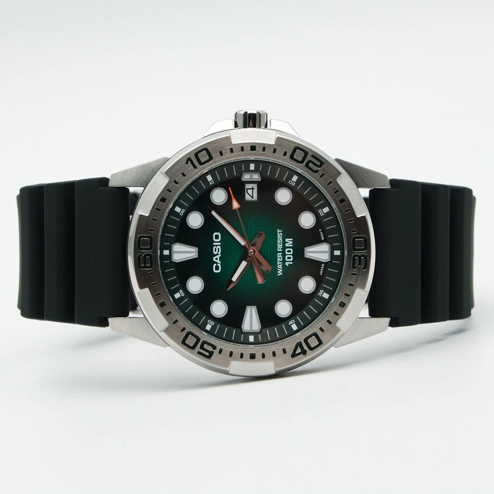 Casio MTD-140-3AVDF Men's Watch - Green Dial, 100M Water Resistant Casio MTD-140-3AVDF Men's Watch - Green Dial, 100M Water Resistant
