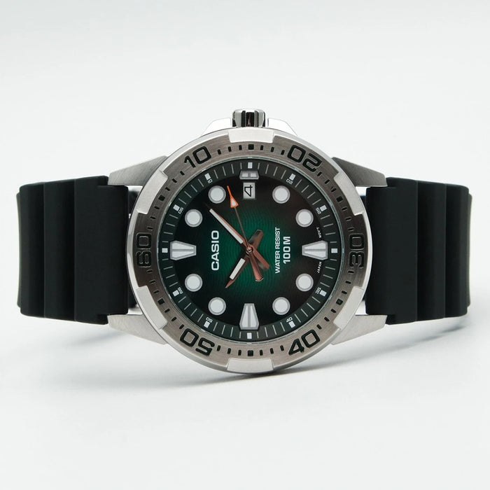Casio Standard Analog Resin Strap Green Dial Quartz MTD-140-3AV 100M Men's Watch