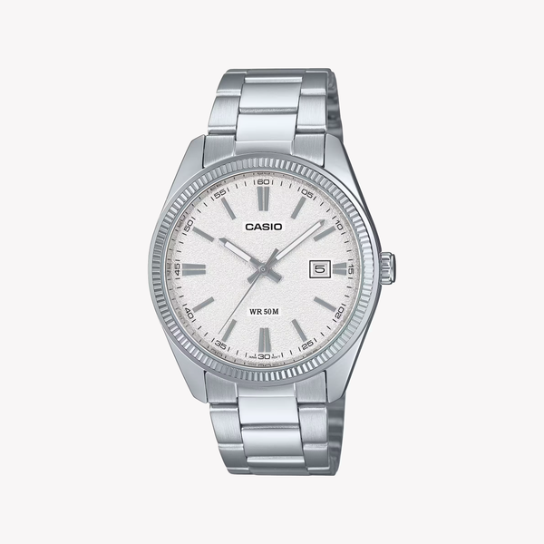 Casio Men's Matte Silver Dial Stainless Steel Bracelet Watch - MTP-1302DA-7AVDF