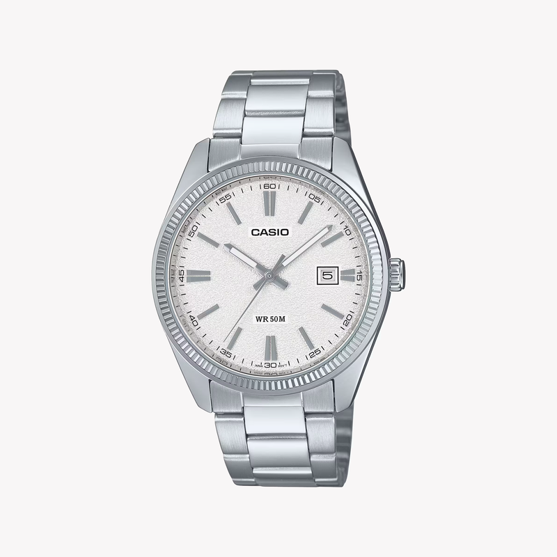 Casio Men's Matte Silver Dial Stainless Steel Bracelet Watch - MTP-1302DA-7AVDF