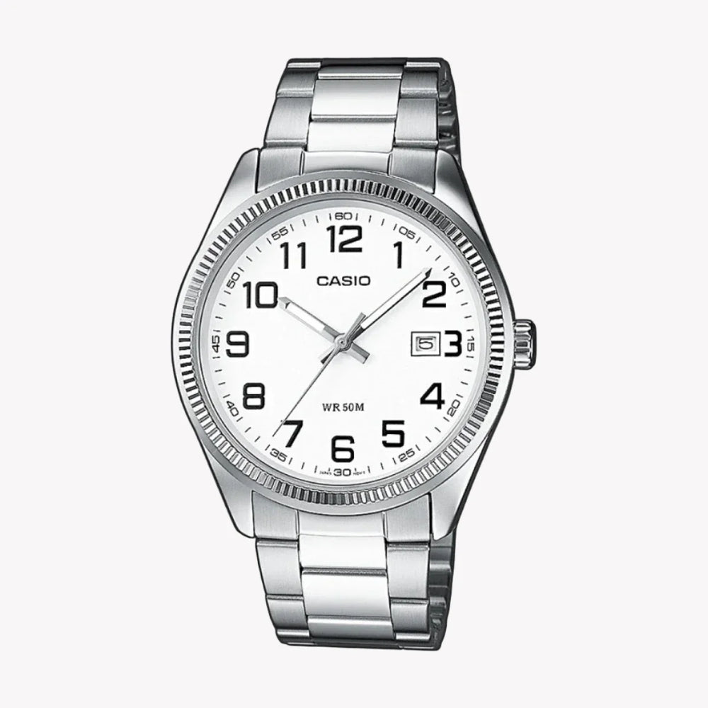 Casio Men's Stainless Steel Watch, White Dial | Mtp-1302pd-7bvef by i-watch
