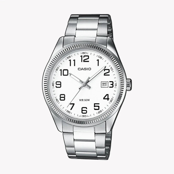 Casio Men's Stainless Steel Watch, White Dial | Mtp-1302pd-7bvef by i-watch