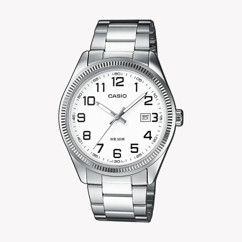 Casio Men's Stainless Steel Watch, White Dial | Mtp-1302pd-7bvef by i-watch