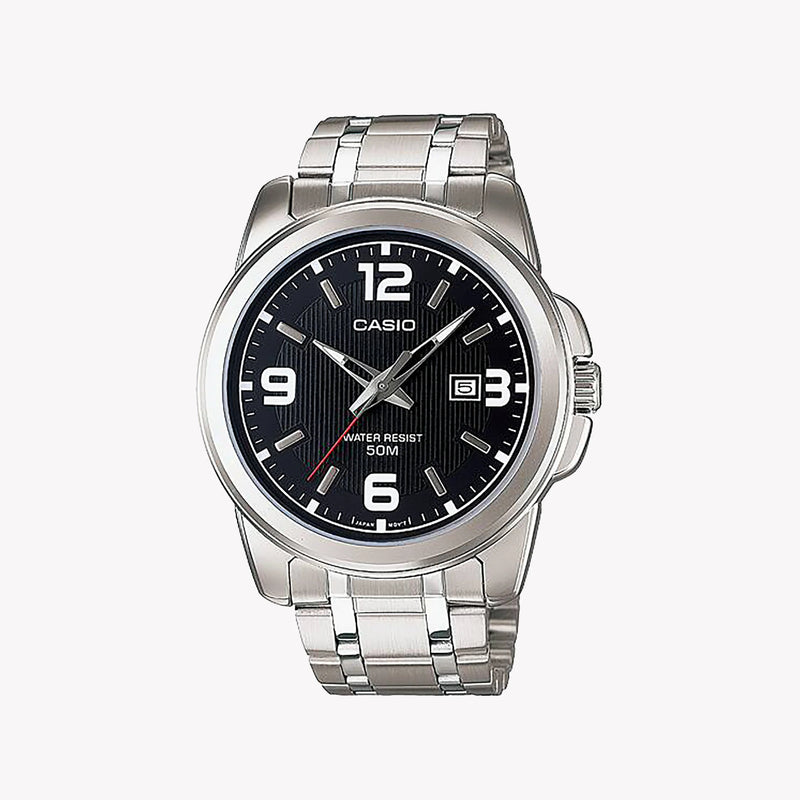 Casio Men's Silver Watch, Black Dial | Mtp-1314d-1avdf by i-watch