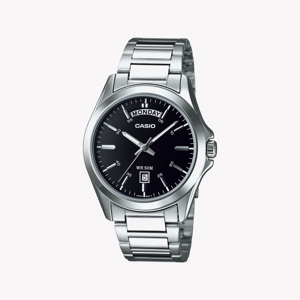 CASIO Men's Stainless Steel Black Dial Watch | MTP-1370D-1A1UDF