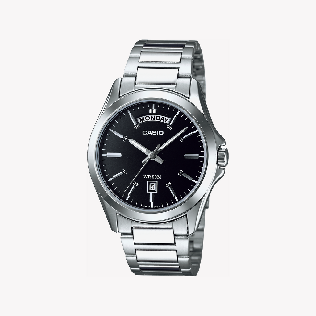 CASIO Men's Stainless Steel Black Dial Watch | MTP-1370D-1A1UDF