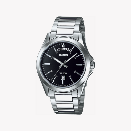 CASIO Men's Stainless Steel Black Dial Watch | MTP-1370D-1A1UDF