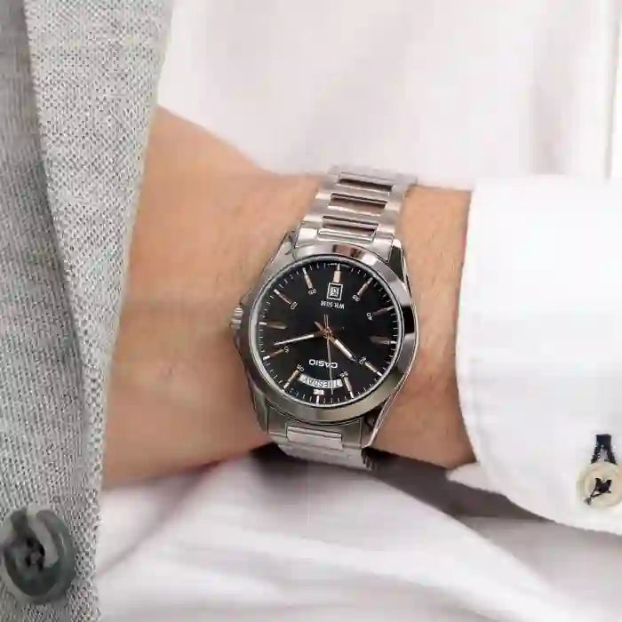 Casio Men's Stainless Steel Black Dial Watch | Mtp-1370d-1a2udf