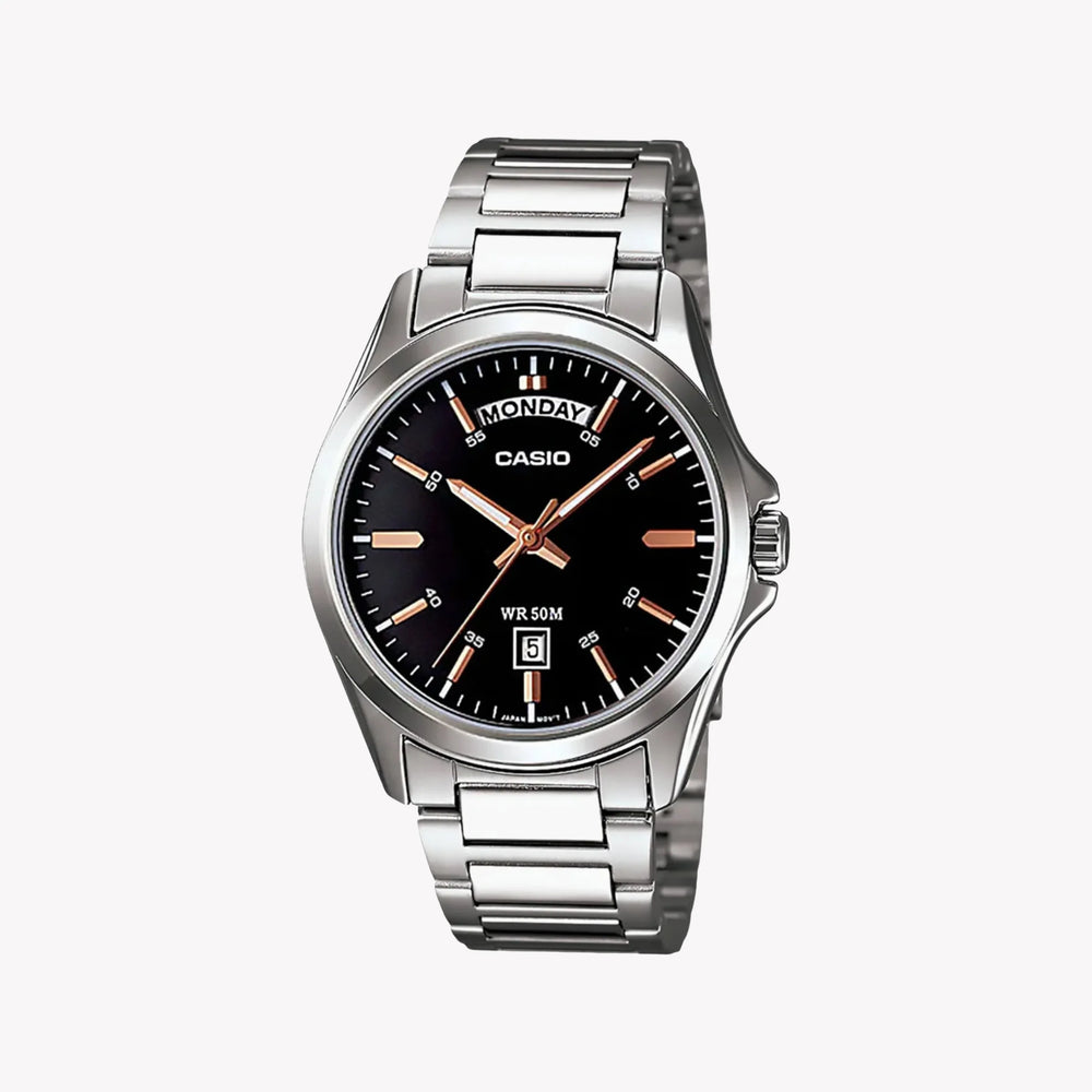 Casio Men's Stainless Steel Black Dial Watch | Mtp-1370d-1a2udf by i-watch