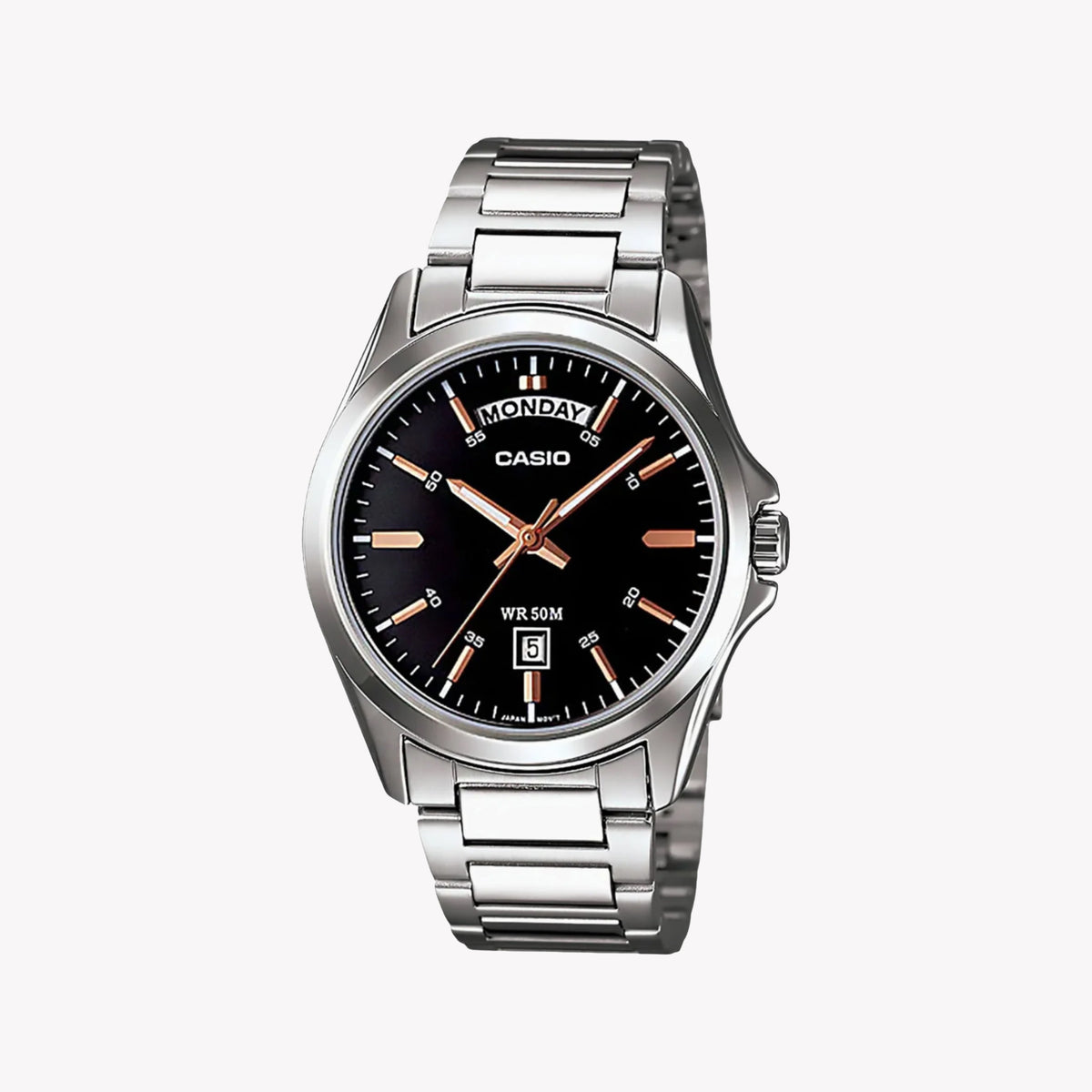 Casio Men's Stainless Steel Black Dial Watch | Mtp-1370d-1a2udf