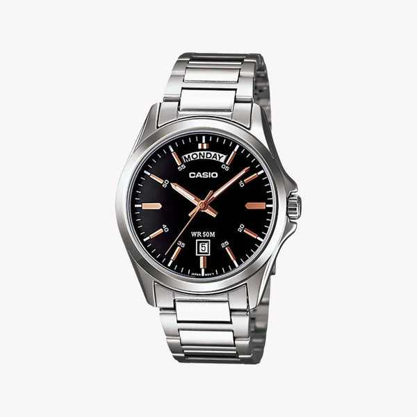 Casio Men's Stainless Steel Black Dial Watch | Mtp-1370d-1a2udf by i-watch