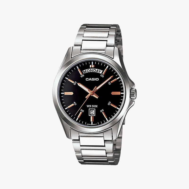 Casio Men's Stainless Steel Black Dial Watch | Mtp-1370d-1a2udf by i-watch
