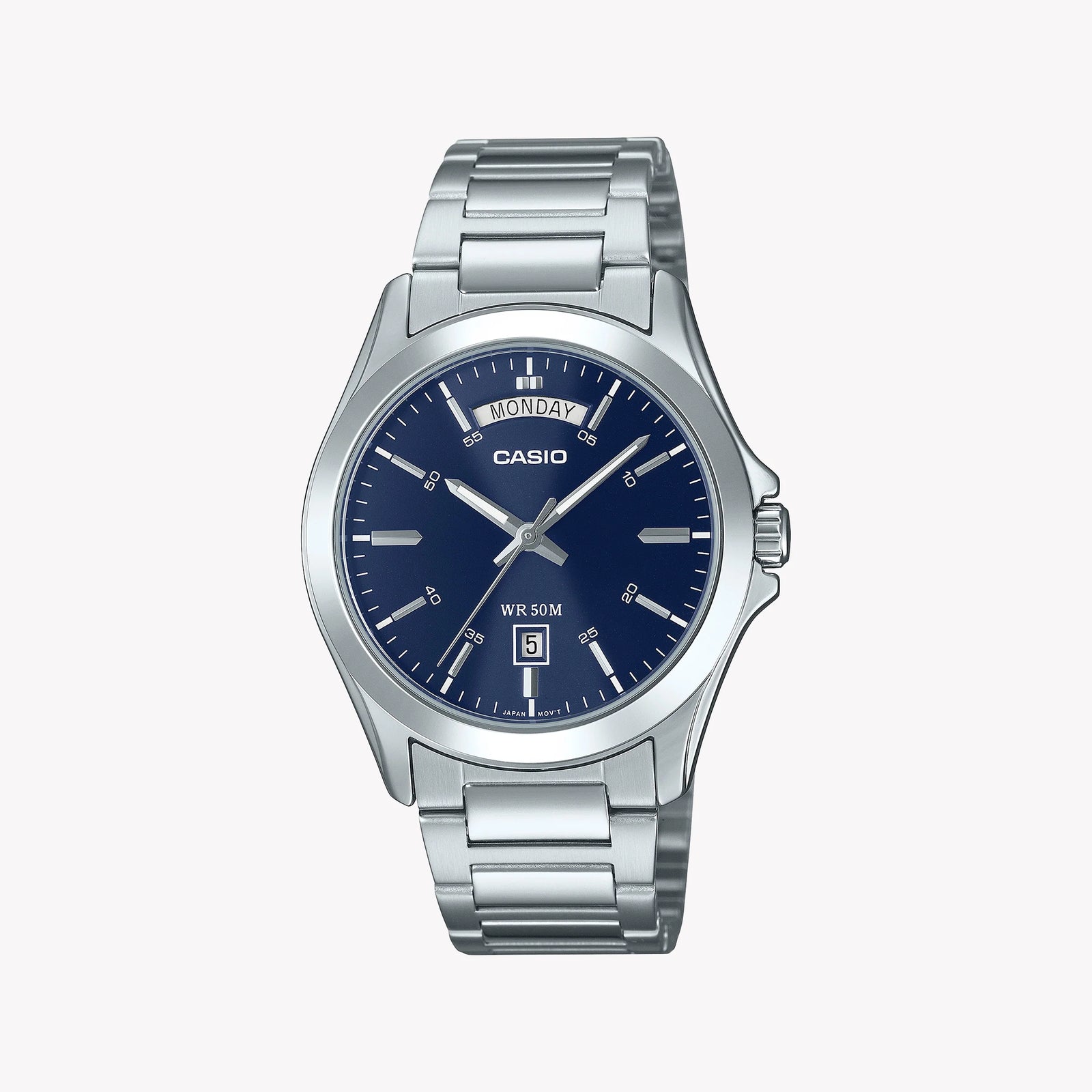 CASIO Men's Silver Stainless Steel, Blue Dial | MTP-1370D-2A2UDF by i-watch