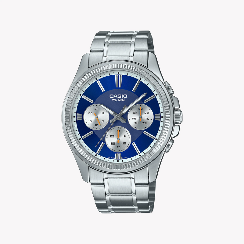 Casio Men's Silver/Blue, Stainless Steel | Mtp-1375d-2avdf by i-watch