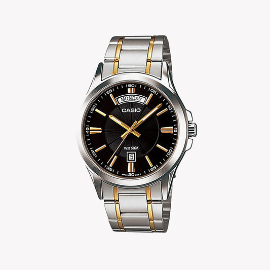 CASIO Men's Stainless Steel Silver & Gold Watch | MTP-1381G-1AVDF