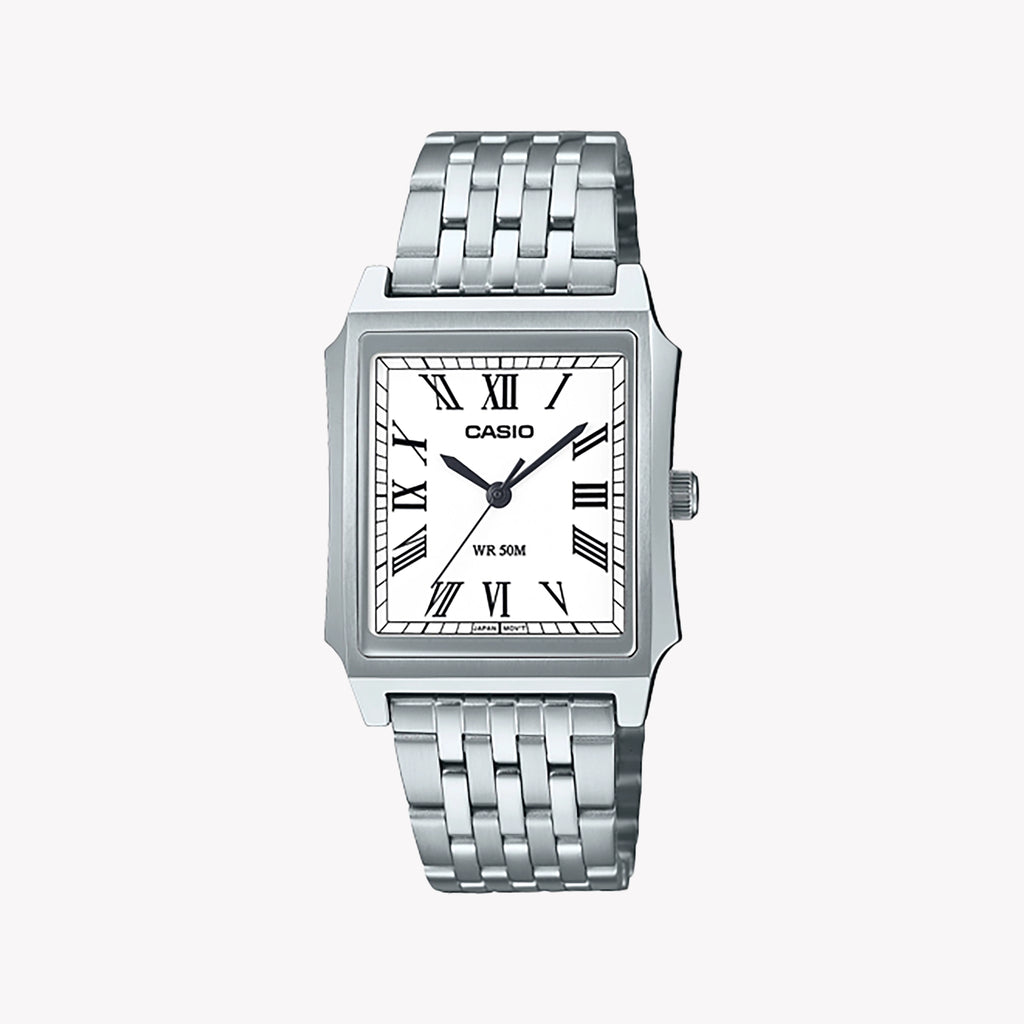 CASIO Men's Silver Stainless Steel Watch | MTP-B190D-7BVEF