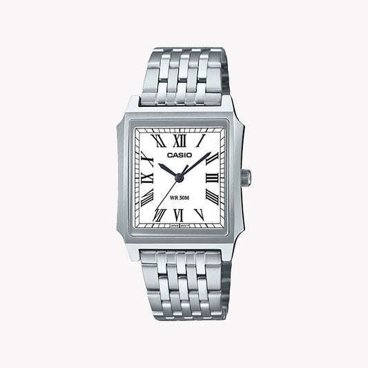 CASIO Men's Silver Stainless Steel Watch | MTP-B190D-7BVEF