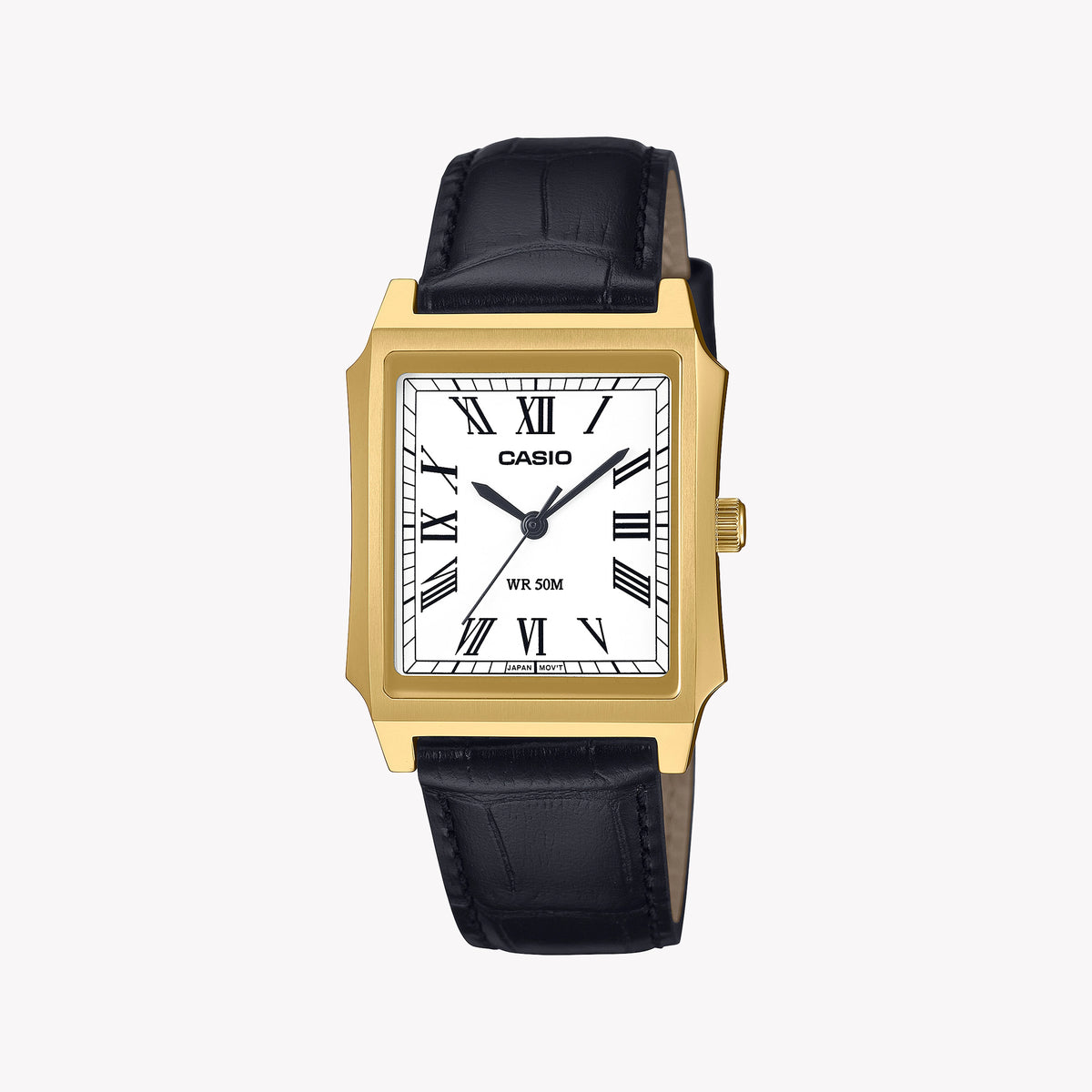 CASIO Men's Gold Stainless Steel & Black Leather Watch | MTP-B190GL-7BVEF