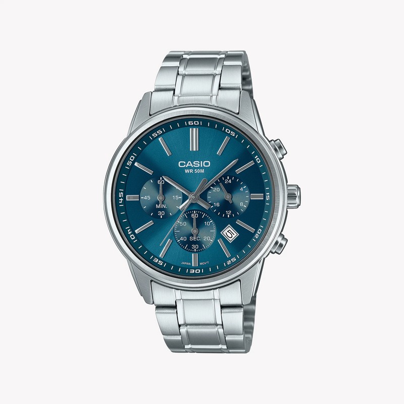 Casio Men's Silver/Blue Stainless Steel | Mtp-E515d-2a1vdf by i-watch