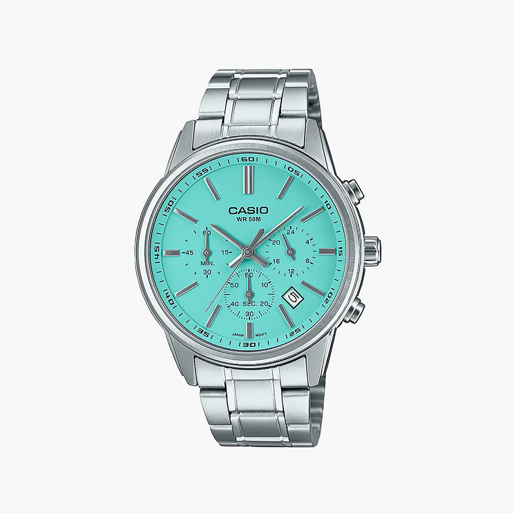 Casio Men's Stainless Steel, Silver/Blue | Mtp-E515d-2a2vdf