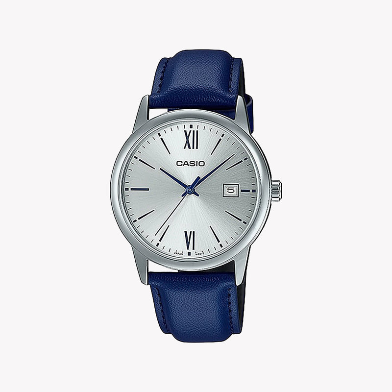 Casio Men's Silver Leather Watch, Silver Dial | Mtp-V002l-2b3udf