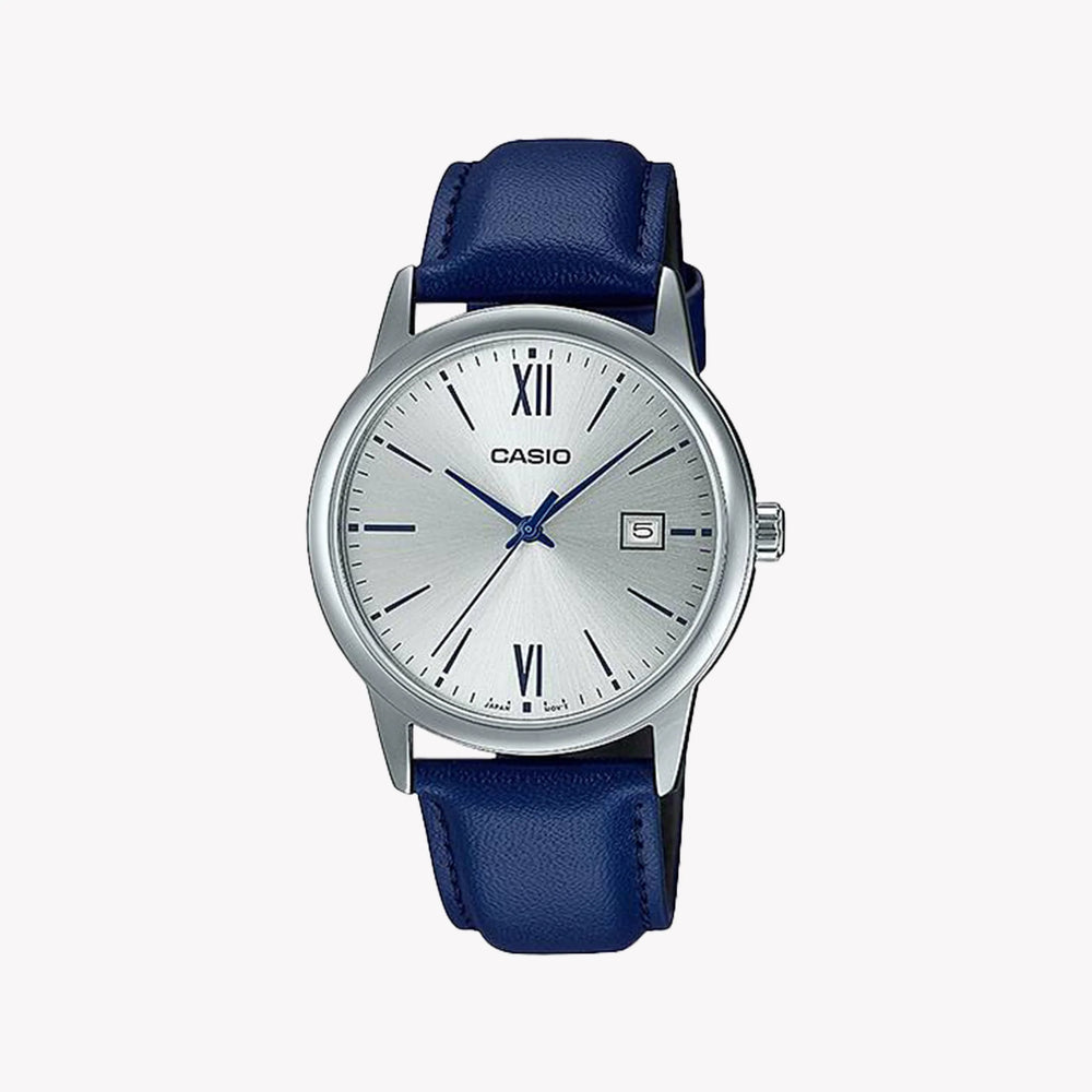 Casio Men's Silver Leather Watch, Silver Dial | Mtp-V002l-2b3udf