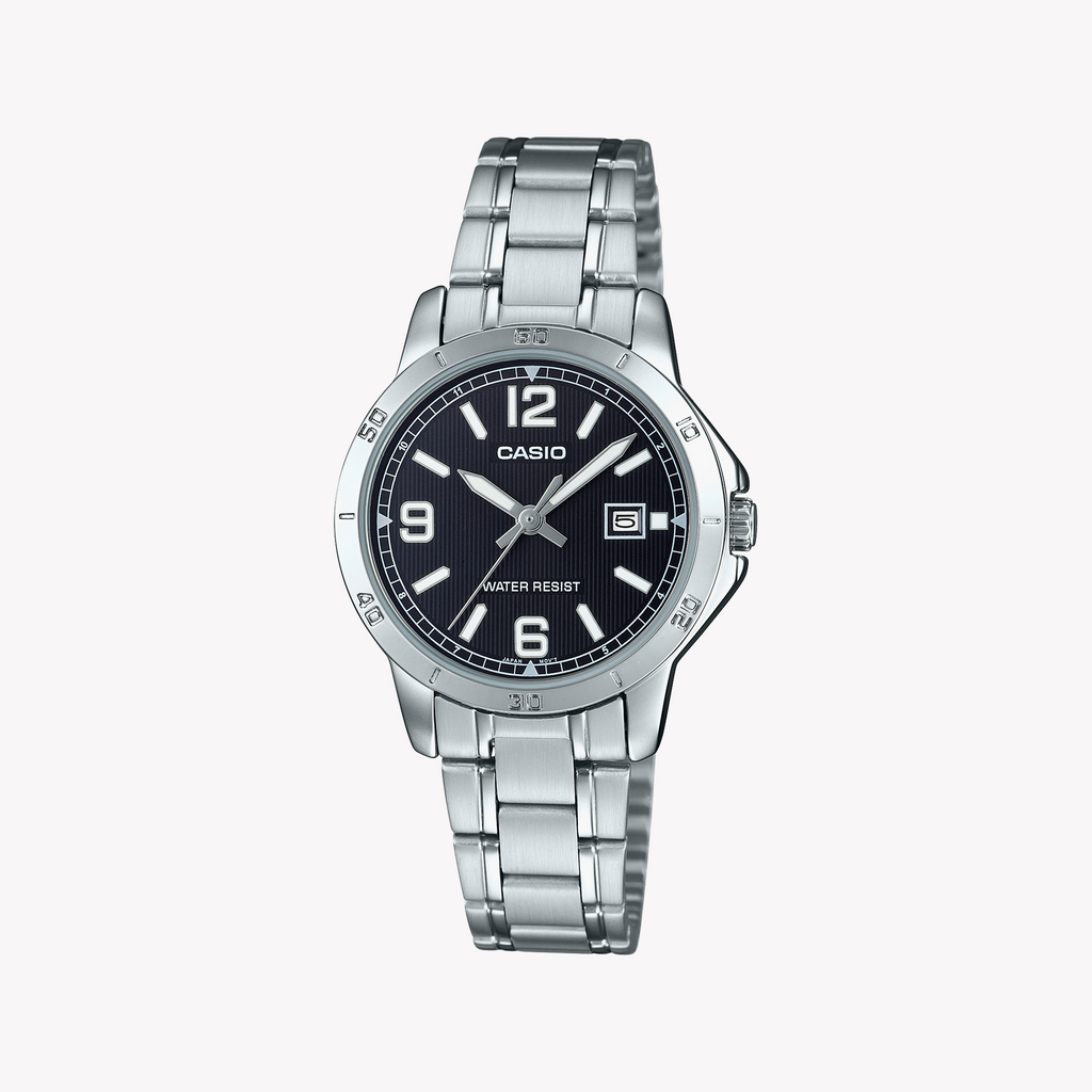 CASIO MTP-V004D-1B2UDF ELEGANT SPORT - MONTRE ÉLÉGANTE POUR HOMMES EN ACIER INOXYDABLE avec un cadran noir élégant et une précision fiable