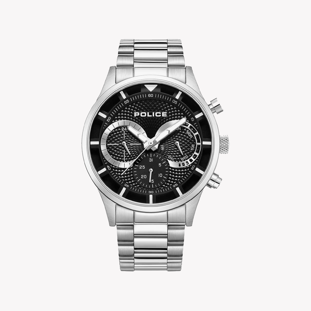 Police Watches Men's Silver Stainless Steel, Black Dial | Pewgk0040303 by i-watch