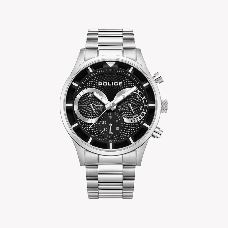 Police Watches Men's Silver Stainless Steel, Black Dial | Pewgk0040303 by i-watch