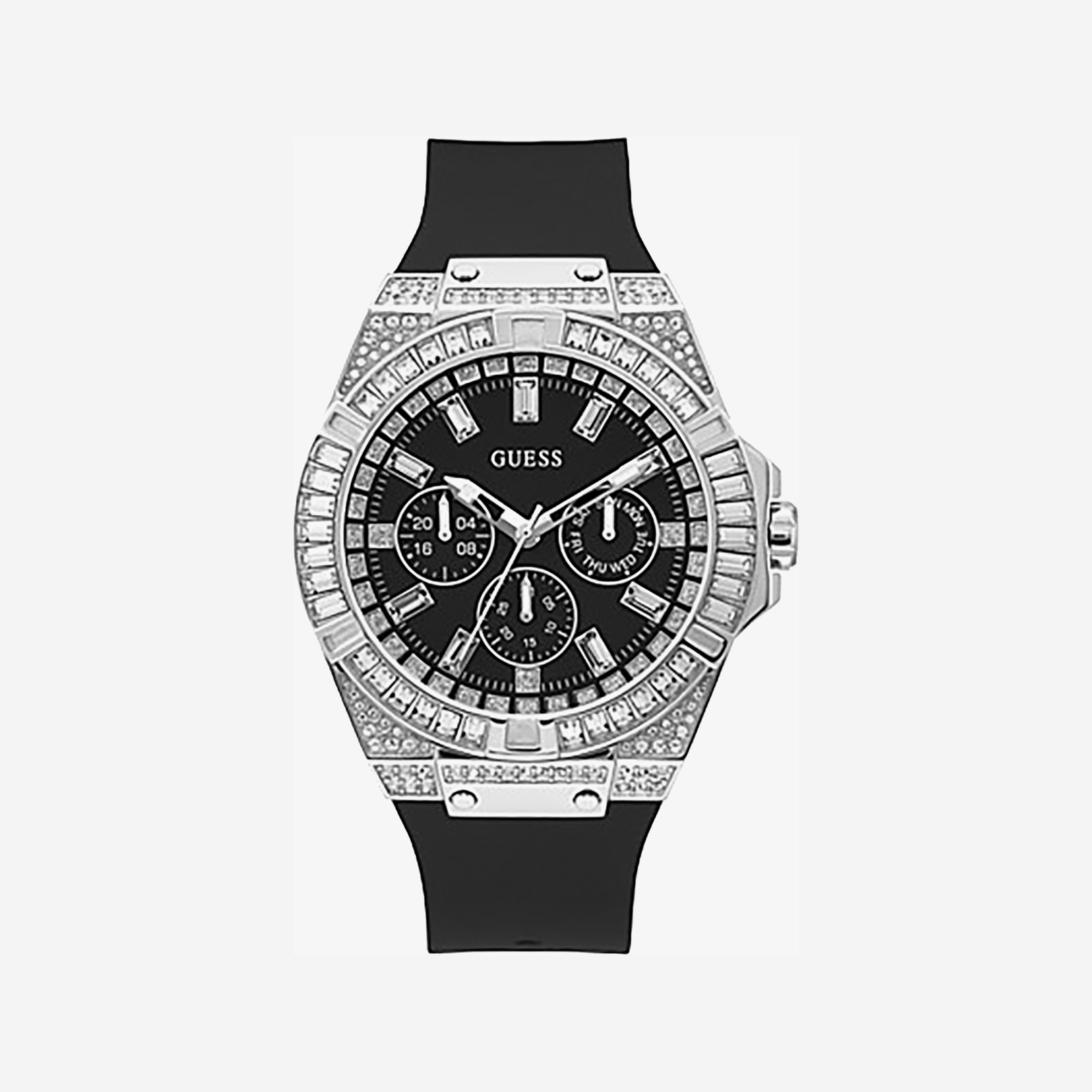 Guess Watches Unisex Silver Case, Black Dial | Gw0208g1 by i-watch