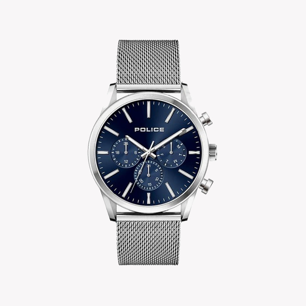 POLICE Men's Watch, Stainless Steel/Silver, Blue Dial | P15599JS03MMM by i-watch