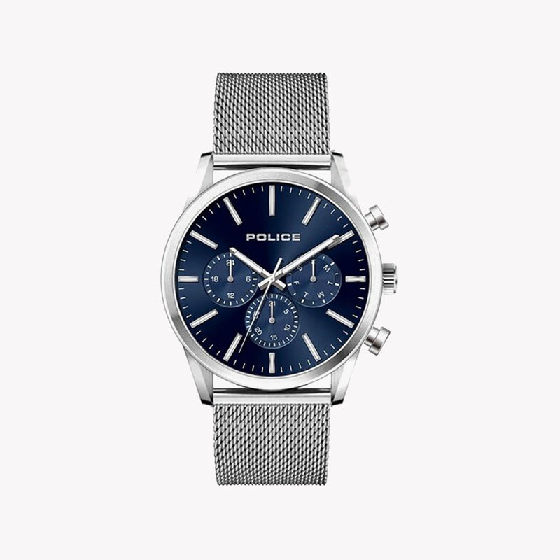 POLICE Men's Watch, Stainless Steel/Silver, Blue Dial | P15599JS03MMM by i-watch