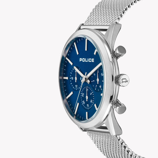 POLICE Men's Watch, Stainless Steel/Silver, Blue Dial | P15599JS03MMM