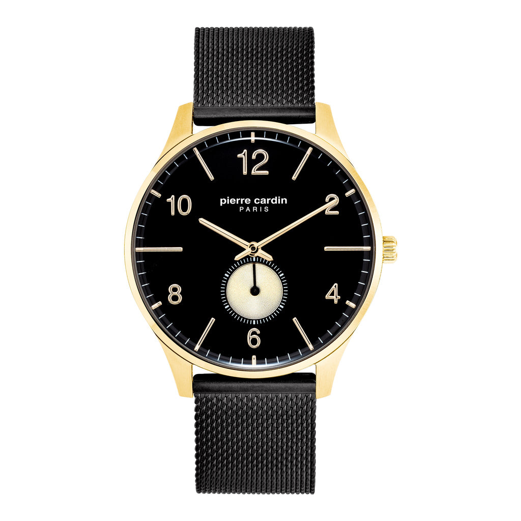 PIERRE CARDIN PC902671F127 ELEGANT LUXURY - MEN'S STAINLESS STEEL BLACK DIAL WATCH