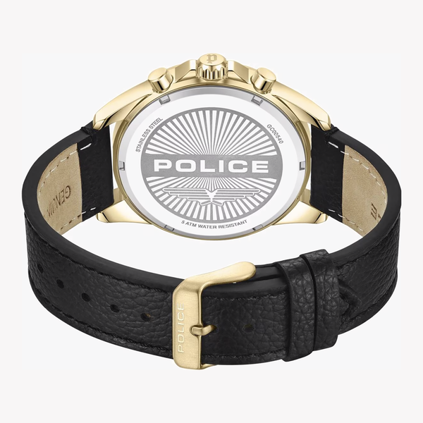 Police Men's Gold Watch, Black Leather Band | Pewgc0054001 by i-watch
