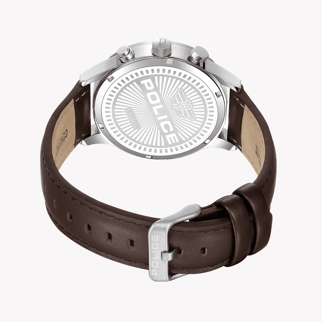 POLICE Men's Stainless Steel & Leather Watch, Grey | PEWGF0040202M