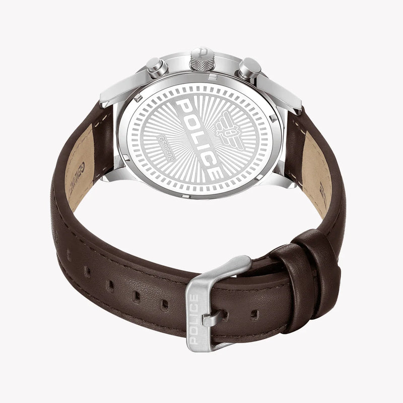 POLICE Men's Stainless Steel & Leather Watch, Grey | PEWGF0040202M by i-watch