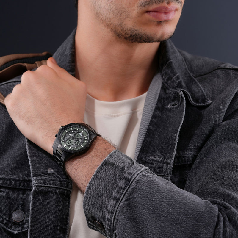 Police Burbank Men's Multi Function Black Dial Watch